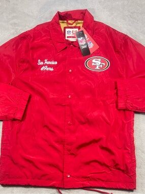 NWT San Francisco 49ers Ultra Game Coaches Satin Jacket Size Large Red. 🔥